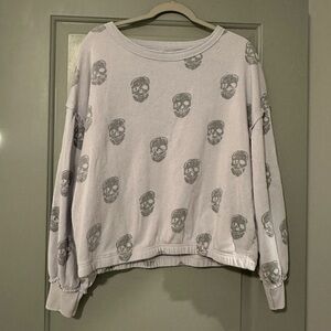 Vintage Havana Lavender and Grey Skull Print Pullover Sweatshirt